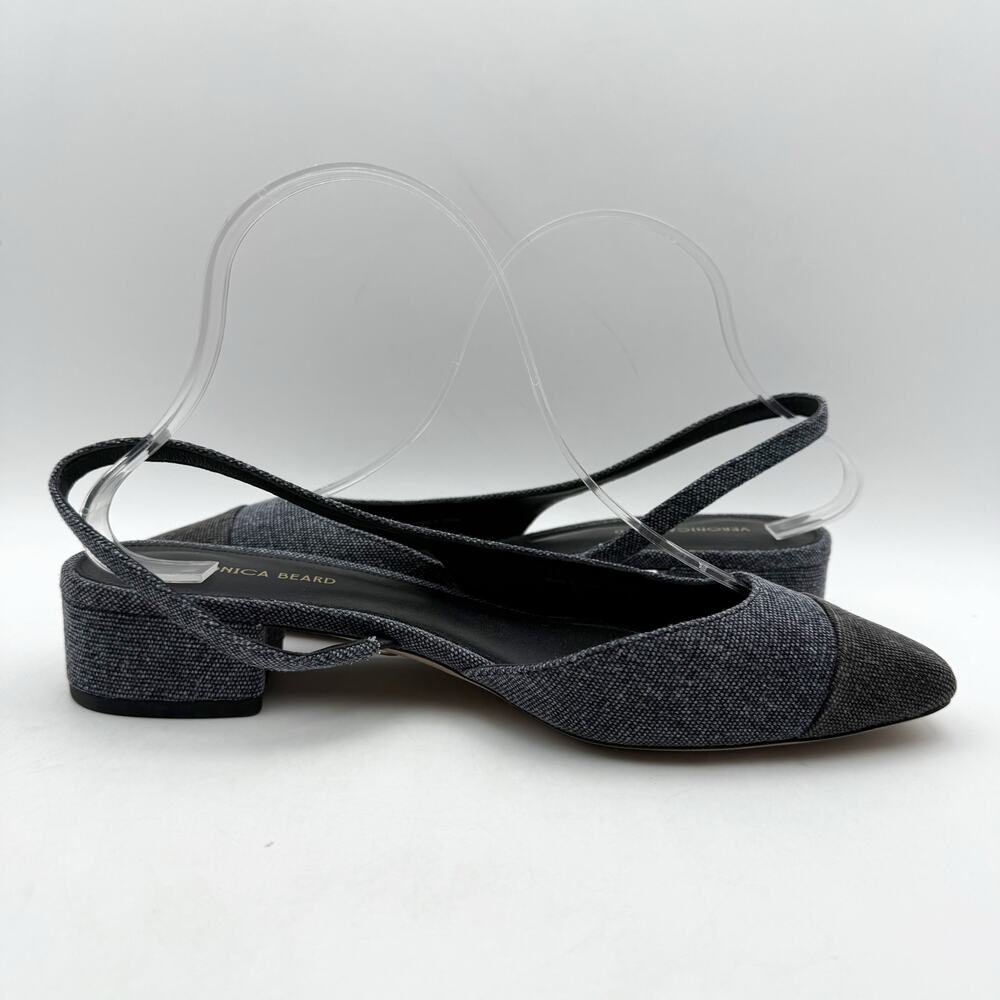 Veronica Beard Womens Cecile Denim Cap Toe Slingback Heel US 8 M Blue Black NWOB - Picture 4 of 13
